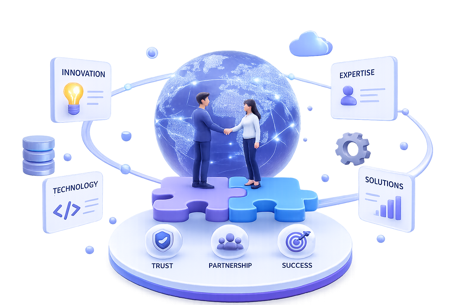 Technology partners and collaboration illustration
